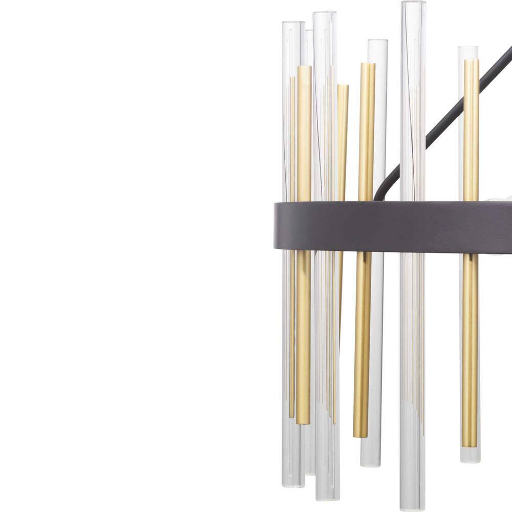 Progress Lighting Orrizo Collection 6-Light Matte Black Clear Glass Luxe Chandelier Light