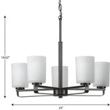 Progress Lighting League Collection 5-Light Matte Black Etched Glass Contemporary Chandelier Light