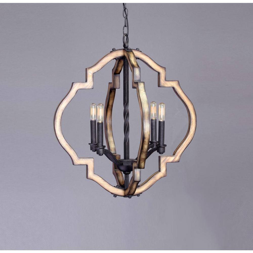 Progress Lighting Spicewood Collection 4-Light Gilded Iron Farmhouse Chandelier Light