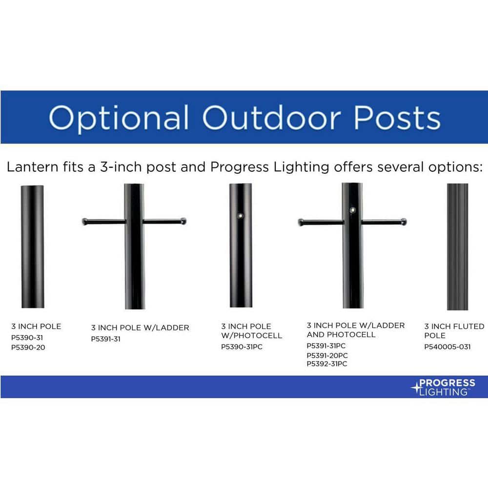 Progress Lighting Westport Collection 1-Light Outdoor Black Post Lamp