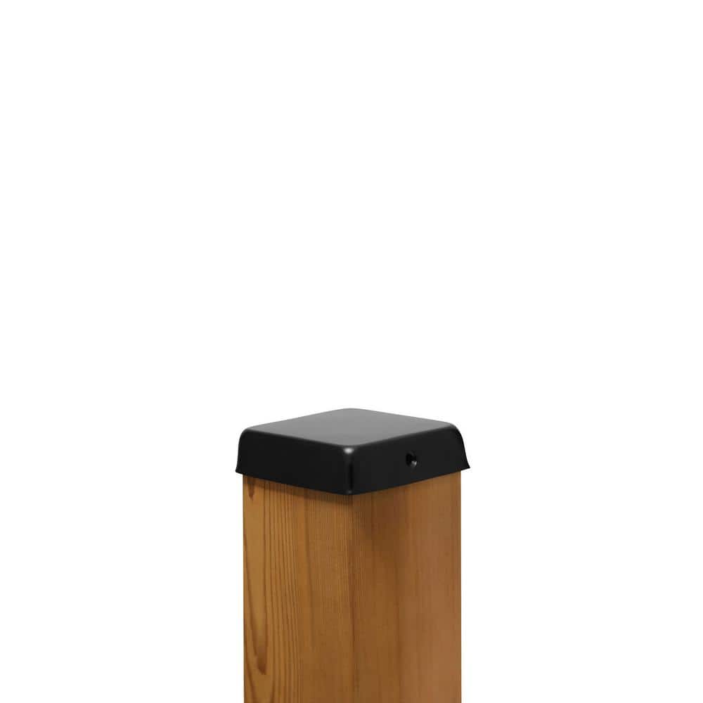 Protectyte 4 in. x 4 in. Black Stainless Steel Flat Top Post Cap with 3/4 in. Lip