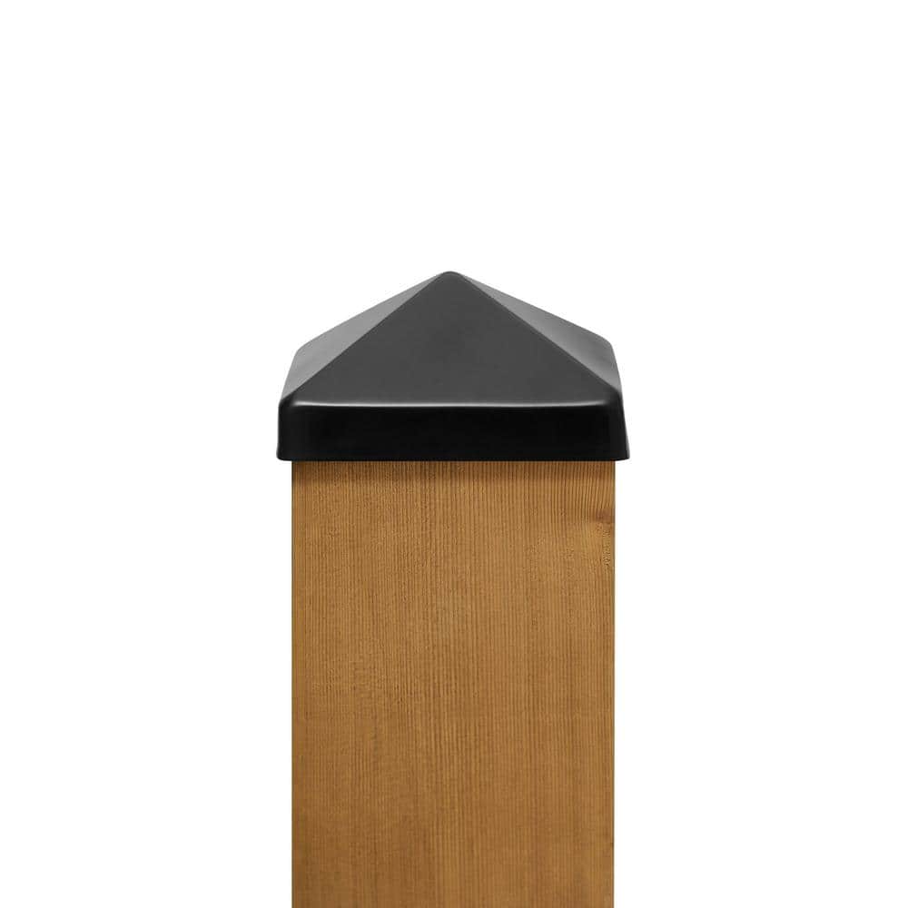 Protectyte 6 in. x 6 in. Black Stainless Steel Pyramid Post Cap with 3/4 in. Lip