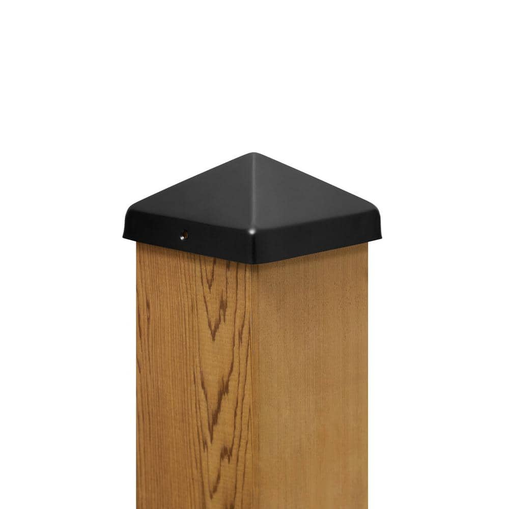 Protectyte 6 in. x 6 in. Black Stainless Steel Pyramid Post Cap with 3/4 in. Lip