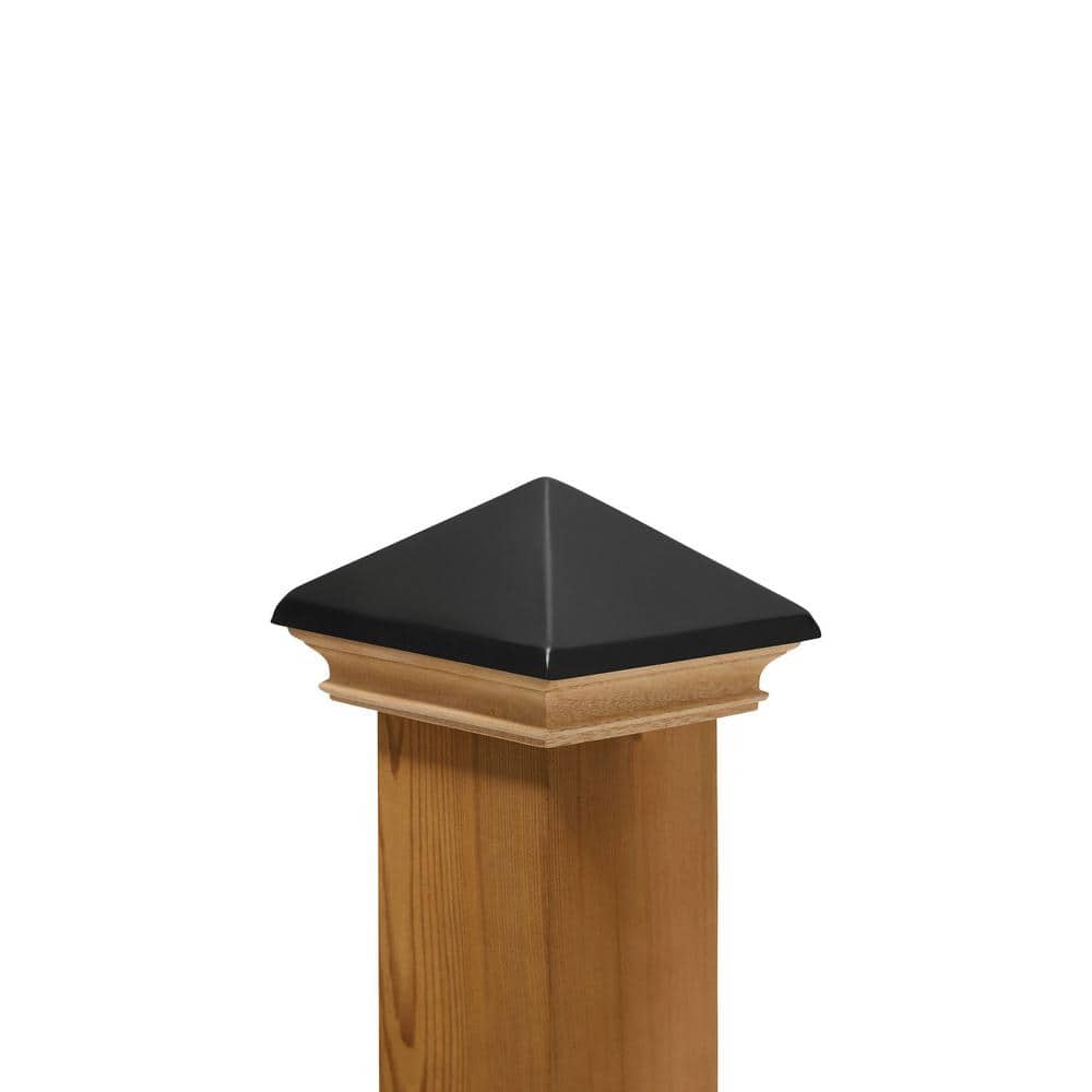 Protectyte 4 in. x 4 in. West Indies Miterless Wood Post Cap with Black Stainless Pyramid
