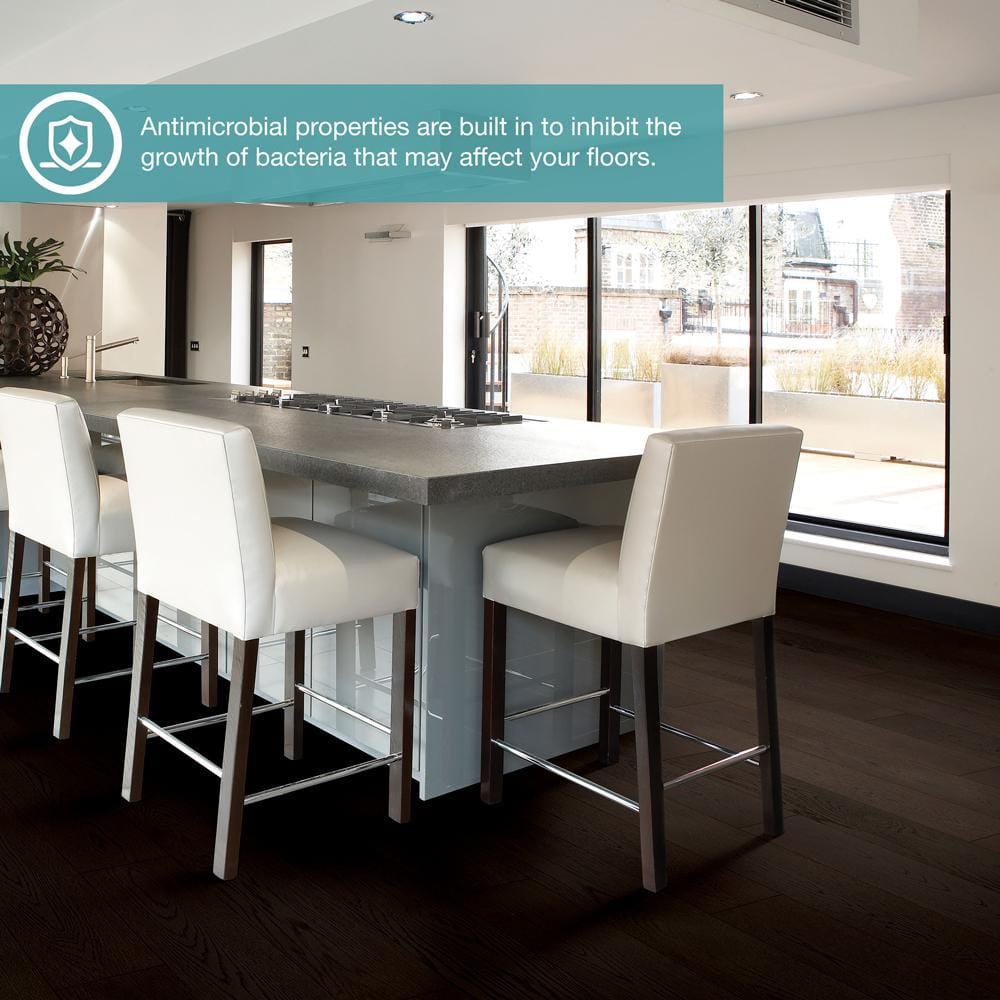 Pergo Defense+ Black Raven Oak 3/8 in. T x 7.5 in. W Click Lock Wire Brushed Engineered Hardwood Flooring (24.54 sq. ft./Case)