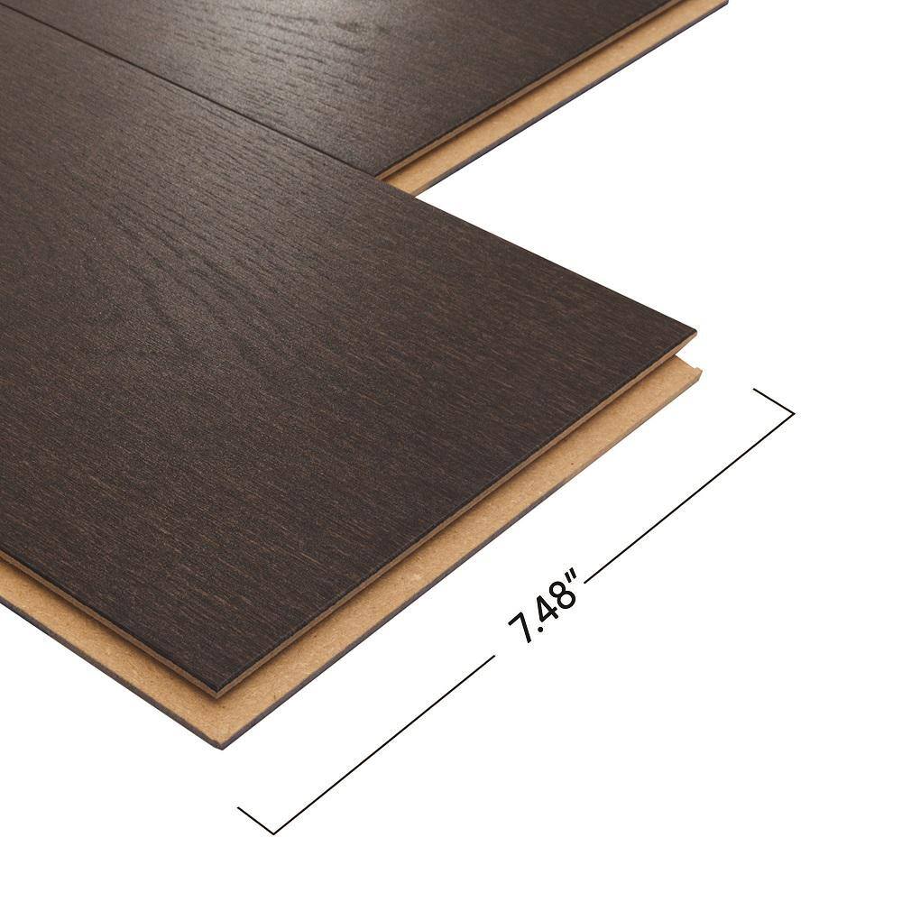 Pergo Defense+ Black Raven Oak 3/8 in. T x 7.5 in. W Click Lock Wire Brushed Engineered Hardwood Flooring (24.54 sq. ft./Case)