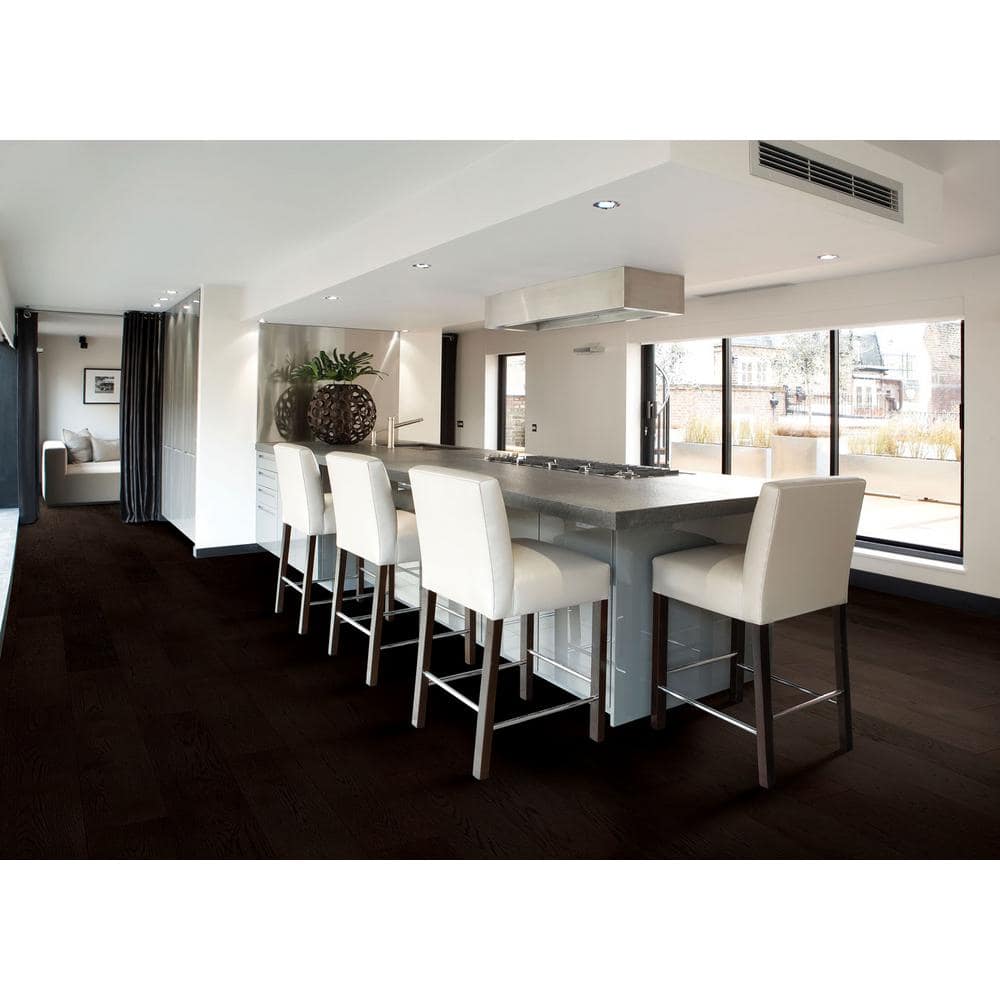 Pergo Defense+ Black Raven Oak 3/8 in. T x 7.5 in. W Click Lock Wire Brushed Engineered Hardwood Flooring (24.54 sq. ft./Case)