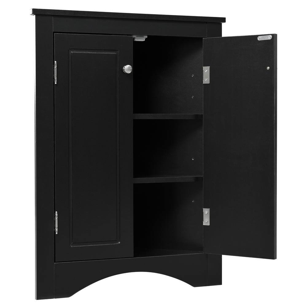 17.2 in. W x 17.2 in. D x 31.5 in. H Black Ready to Assemble Corner Cabinet Kitchen Cabinet Bathroom Adjustable Shelves