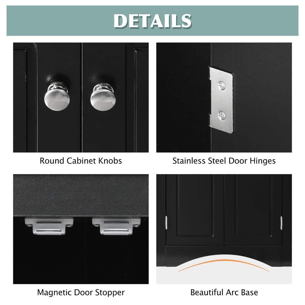 17.2 in. W x 17.2 in. D x 31.5 in. H Black Ready to Assemble Corner Cabinet Kitchen Cabinet Bathroom Adjustable Shelves