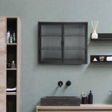 27.6 in. W x 9.1 in. D x 23.6 in. H in Black Metal Ready to Assemble Wall Kitchen Cabinet with Detachable Shelves