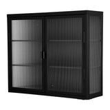 27.6 in. W x 9.1 in. D x 23.6 in. H in Black Metal Ready to Assemble Wall Kitchen Cabinet with Detachable Shelves