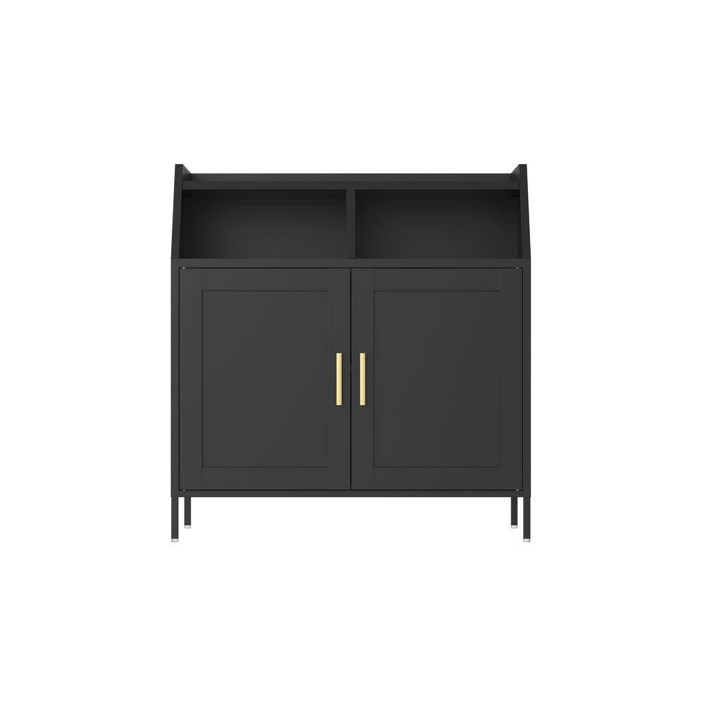 Metal 31.5-in W x 6.1-in D x 33.5-in H in Black Ready to Assemble Kitchen Cabinet with Storage and Doors