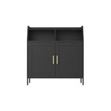 Metal 31.5-in W x 6.1-in D x 33.5-in H in Black Ready to Assemble Kitchen Cabinet with Storage and Doors