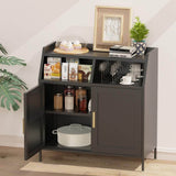 Metal 31.5-in W x 6.1-in D x 33.5-in H in Black Ready to Assemble Kitchen Cabinet with Storage and Doors
