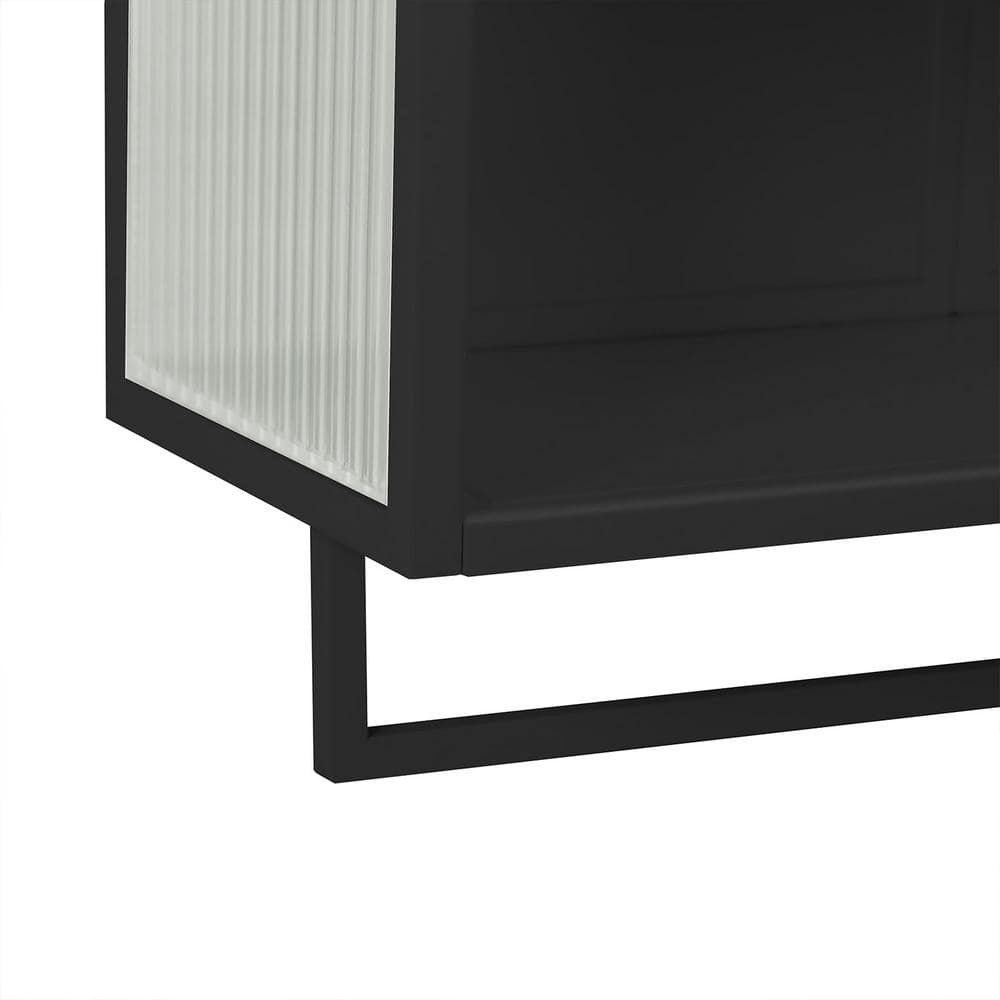 23.62 in. W x 9.06 in. D x 30.71 in. H in Black Ready to Assemble Wall Cabinet, 2-Tier Storage Open Shelf and Towel Rack