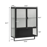 23.62 in. W x 9.06 in. D x 30.71 in. H in Black Ready to Assemble Wall Cabinet, 2-Tier Storage Open Shelf and Towel Rack