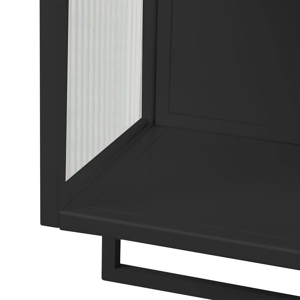 23.62 in. W x 9.06 in. D x 30.71 in. H in Black Ready to Assemble Wall Cabinet, 2-Tier Storage Open Shelf and Towel Rack