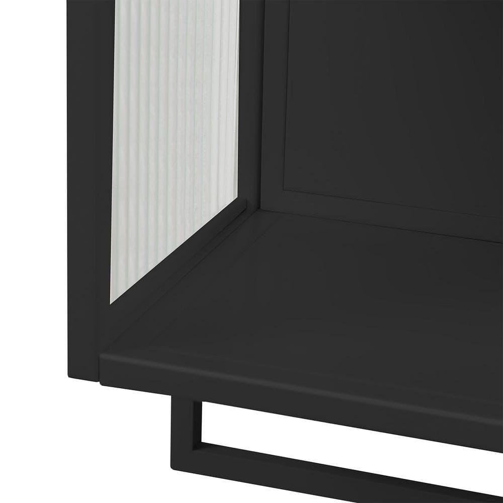 23.62 in. W x 9.06 in. D x 30.71 in. H in Black Ready to Assemble Wall Cabinet, 2-Tier Storage Open Shelf and Towel Rack