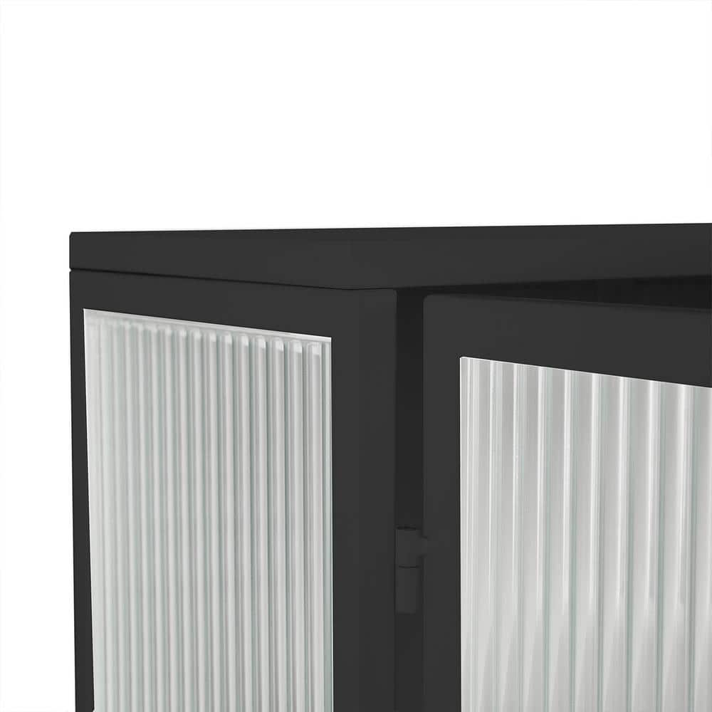 23.62 in. W x 9.06 in. D x 30.71 in. H in Black Ready to Assemble Wall Cabinet, 2-Tier Storage Open Shelf and Towel Rack
