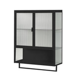 23.62 in. W x 9.06 in. D x 30.71 in. H in Black Ready to Assemble Wall Cabinet, 2-Tier Storage Open Shelf and Towel Rack