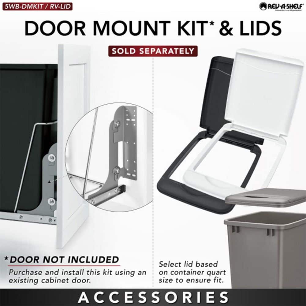 Rev-A-Shelf 35-Quart Plastic Pull-Out Trash Can, Bottom-Mount, Black Bin