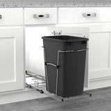 Rev-A-Shelf 35-Quart Plastic Pull-Out Trash Can, Bottom-Mount, Black Bin