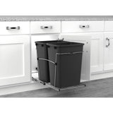 Rev-A-Shelf 35-Quart Plastic Pull-Out Trash Can, Double Bin, Bottom-Mount