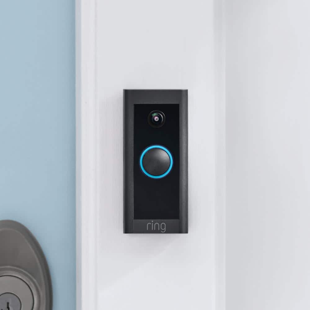 Ring Wired Video Doorbell with Stick Up Cam Battery, Black