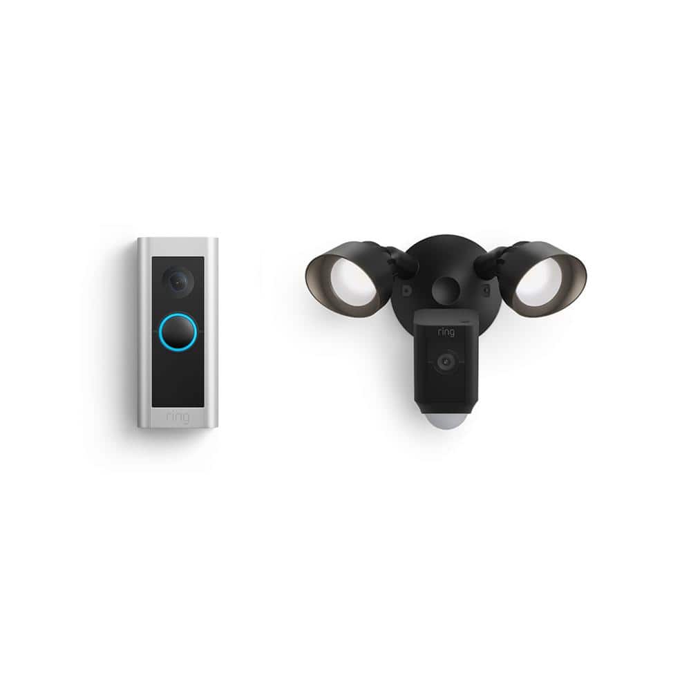 Ring Video Doorbell Pro 2 with Floodlight Cam Plus Wired, Black