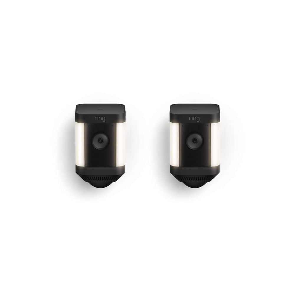Ring Spotlight Cam Plus, Battery - Smart Security Video Camera with LED Lights, 2-Way Talk, Color Night Vision, Black, 2-Pack