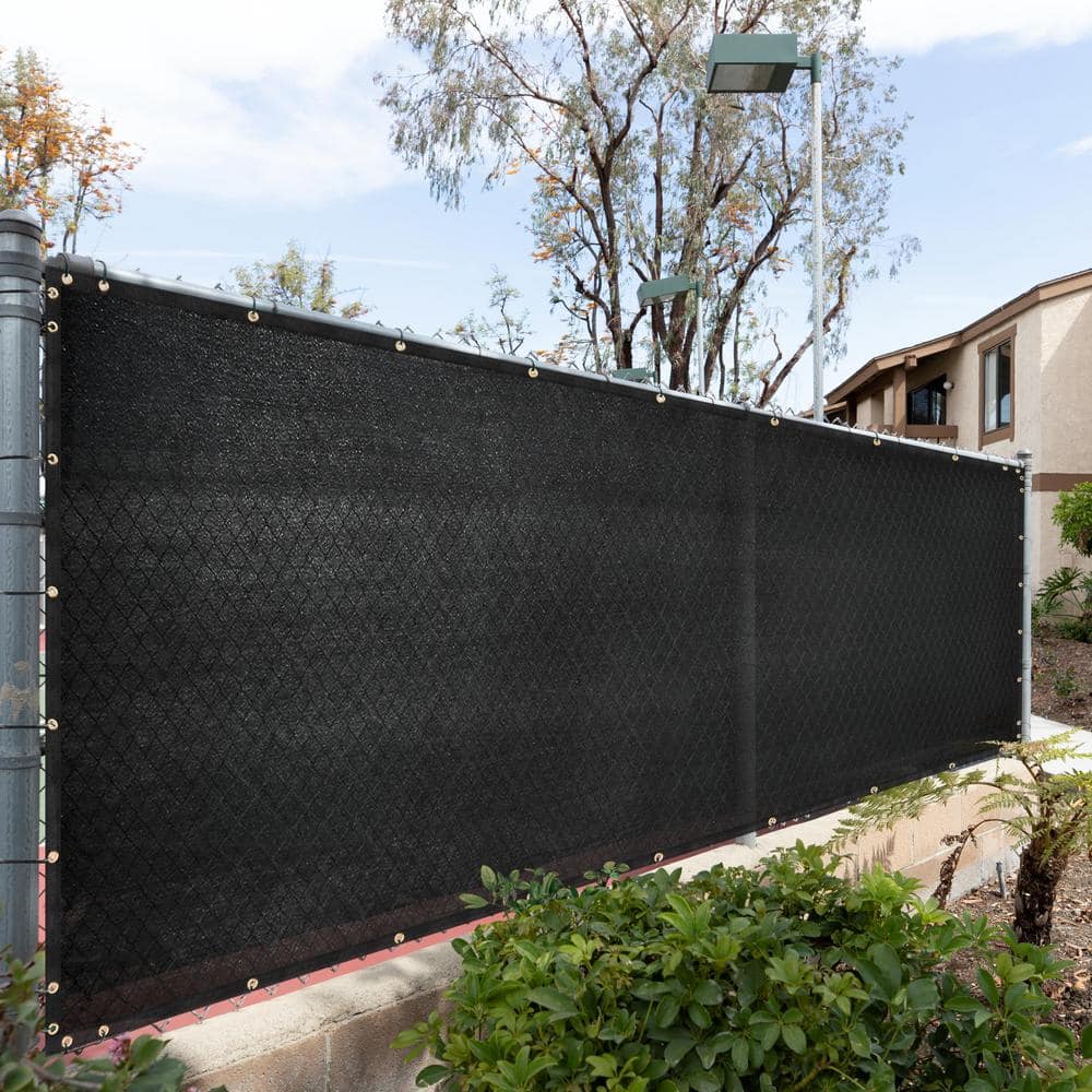 ROYAL SHADE 69 in. x 25 ft. Black Mesh Fabric Privacy Fence Screen with Perimeter Stitched Edges and Grommets