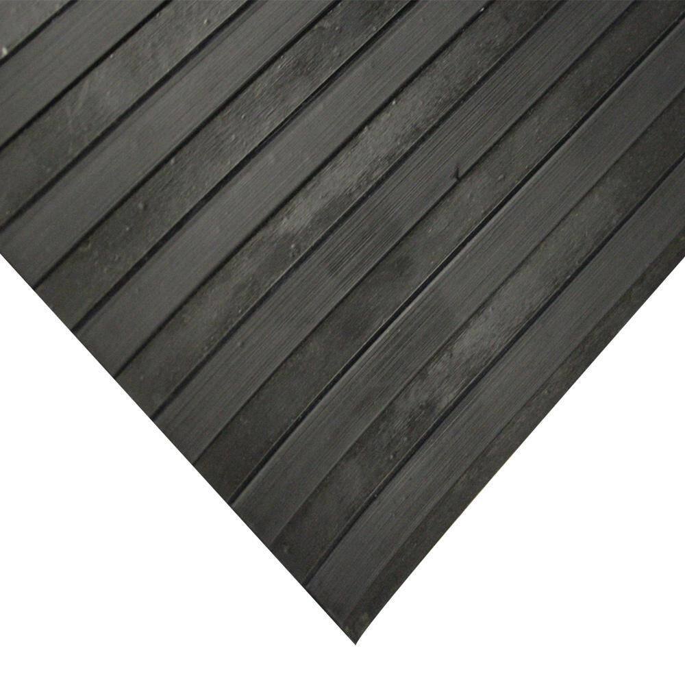 Rubber-Cal Corrugated Wide Rib 3 ft. x 4 ft. Black Rubber Flooring (12 sq. ft.)