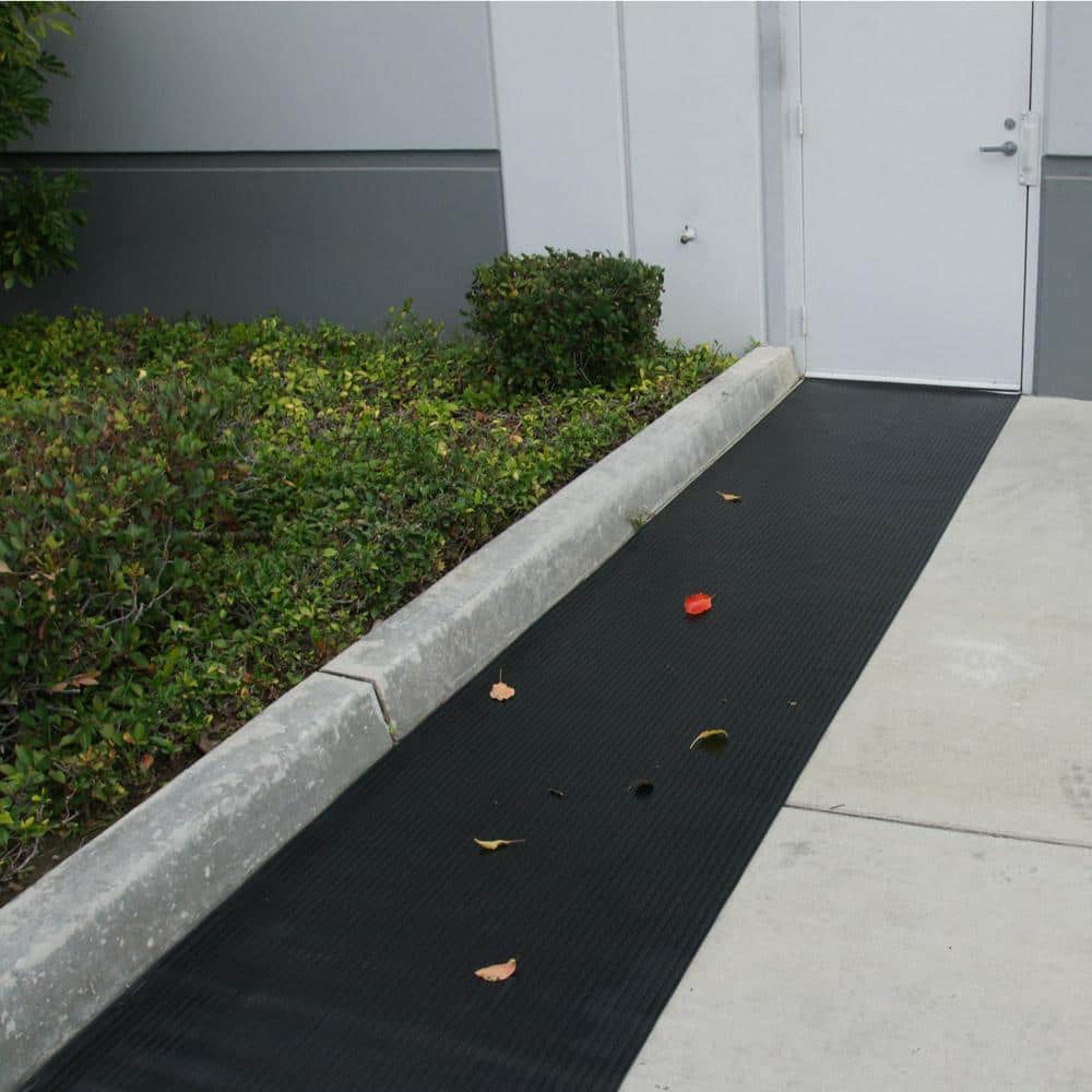 Rubber-Cal Corrugated Wide Rib 3 ft. x 6 ft. Black Rubber Flooring (18 sq. ft.)
