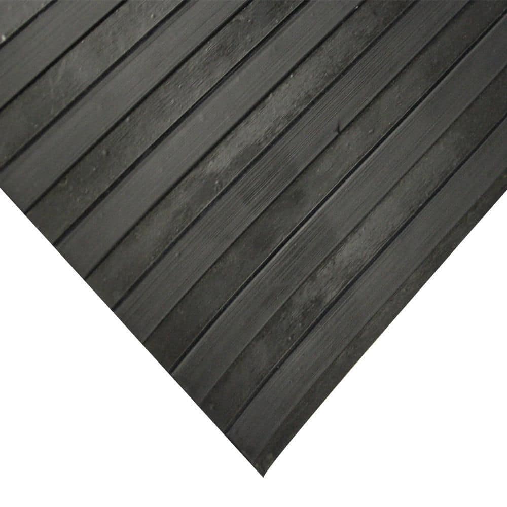 Rubber-Cal Corrugated Wide Rib 3 ft. x 6 ft. Black Rubber Flooring (18 sq. ft.)