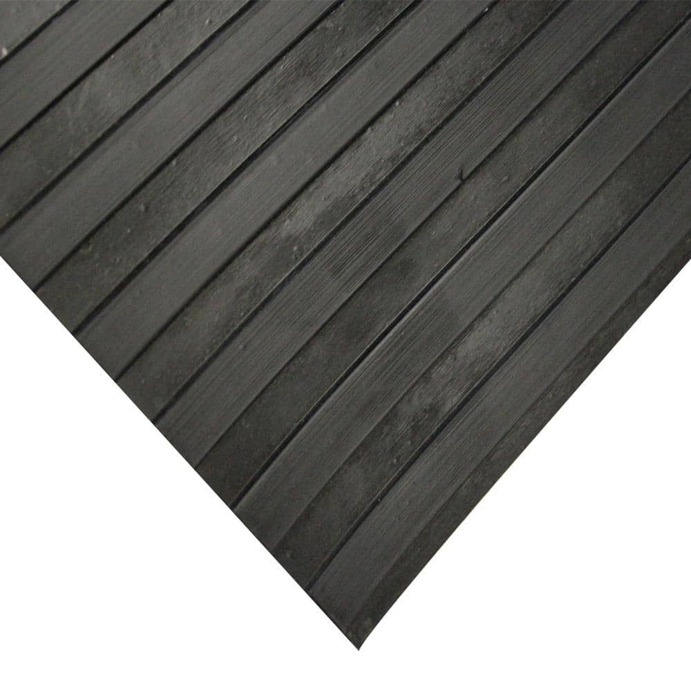 Rubber-Cal Corrugated Wide Rib 3 ft. x 6 ft. Black Rubber Flooring (18 sq. ft.)
