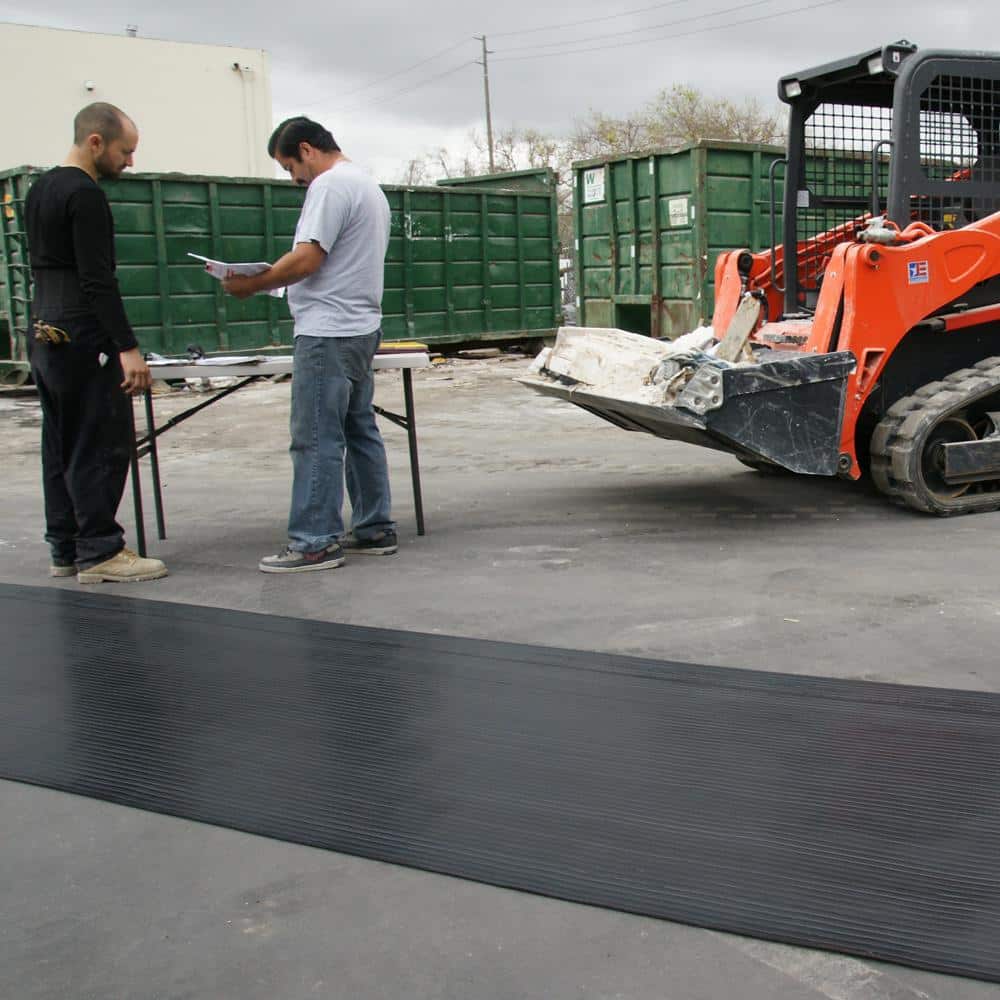 Rubber-Cal Corrugated Wide Rib 3 ft. x 10 ft. Black Rubber Flooring (30 sq. ft.)