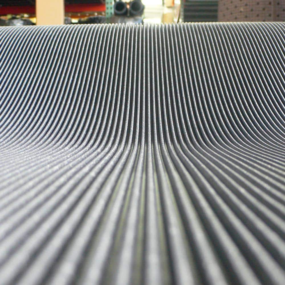 Rubber-Cal Corrugated Fine Rib 1/8 in. x 4 ft. x 4 ft. Rubber Runner