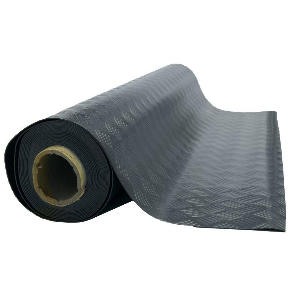 Rubber-Cal "Diamond-Grip" 4 ft. x 6 ft. Black Commercial PVC Flooring