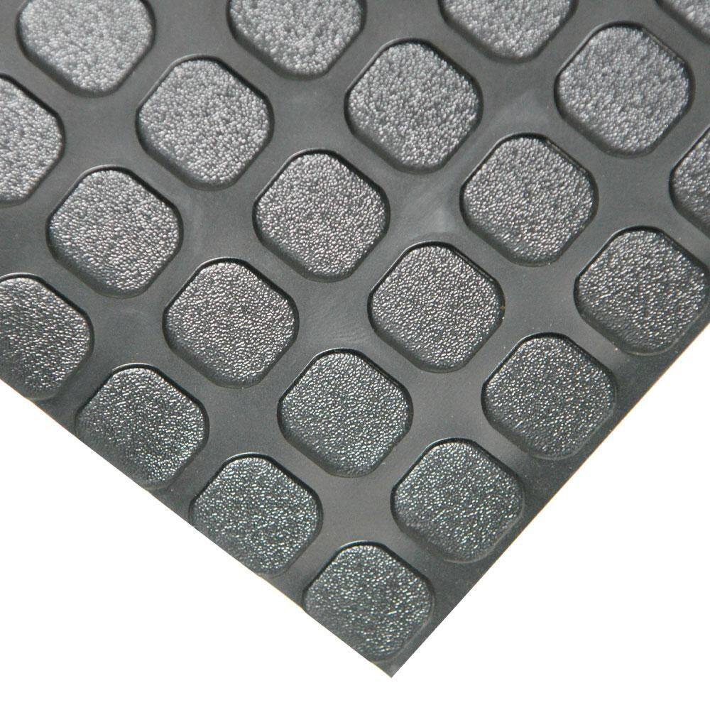 Rubber-Cal Block-Grip 4 ft. x 25 ft. Black Commercial PVC Flooring Roll