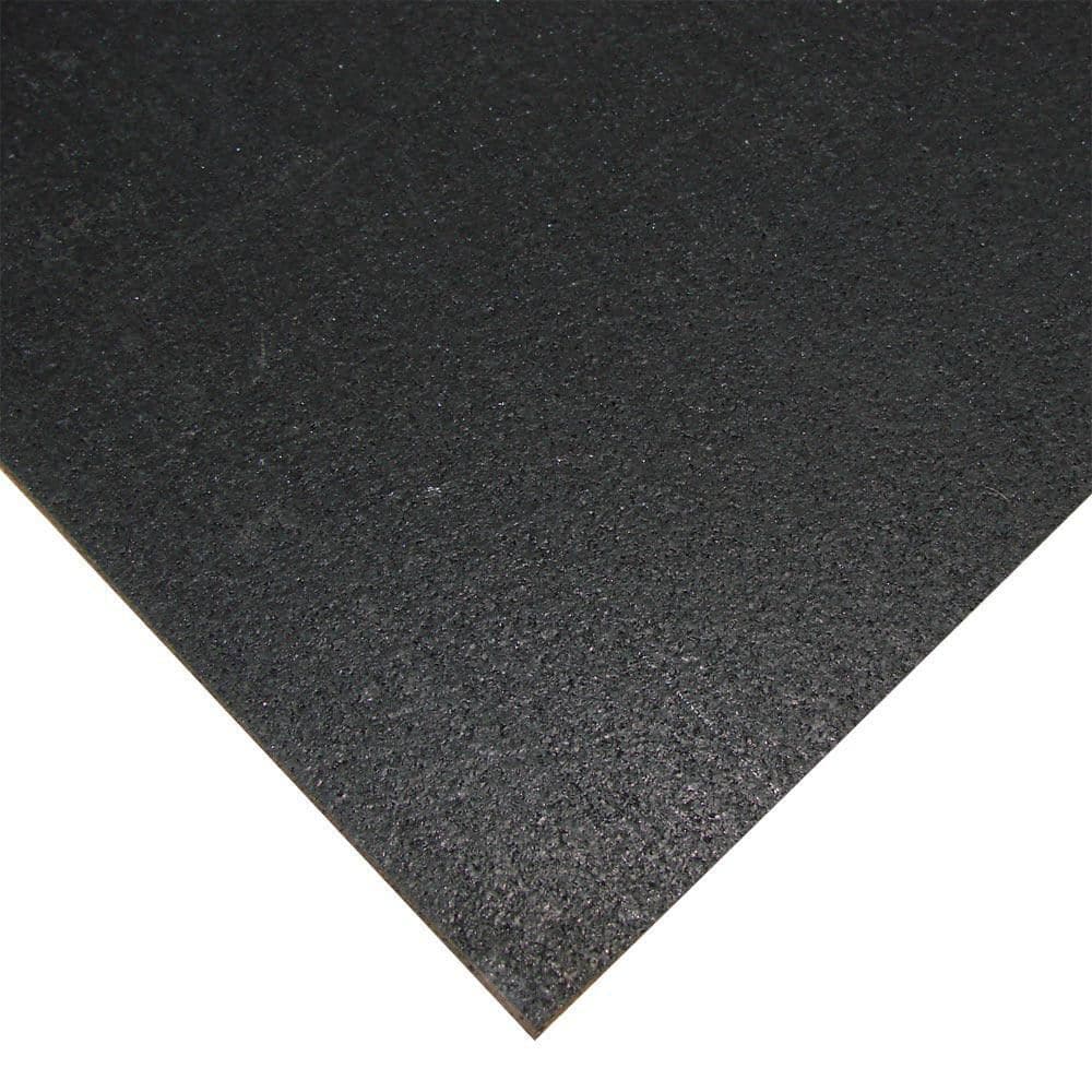 Rubber-Cal "Elephant Bark" Rubber Flooring – 3/8 in. x 4 ft. x 4 ft. – Black
