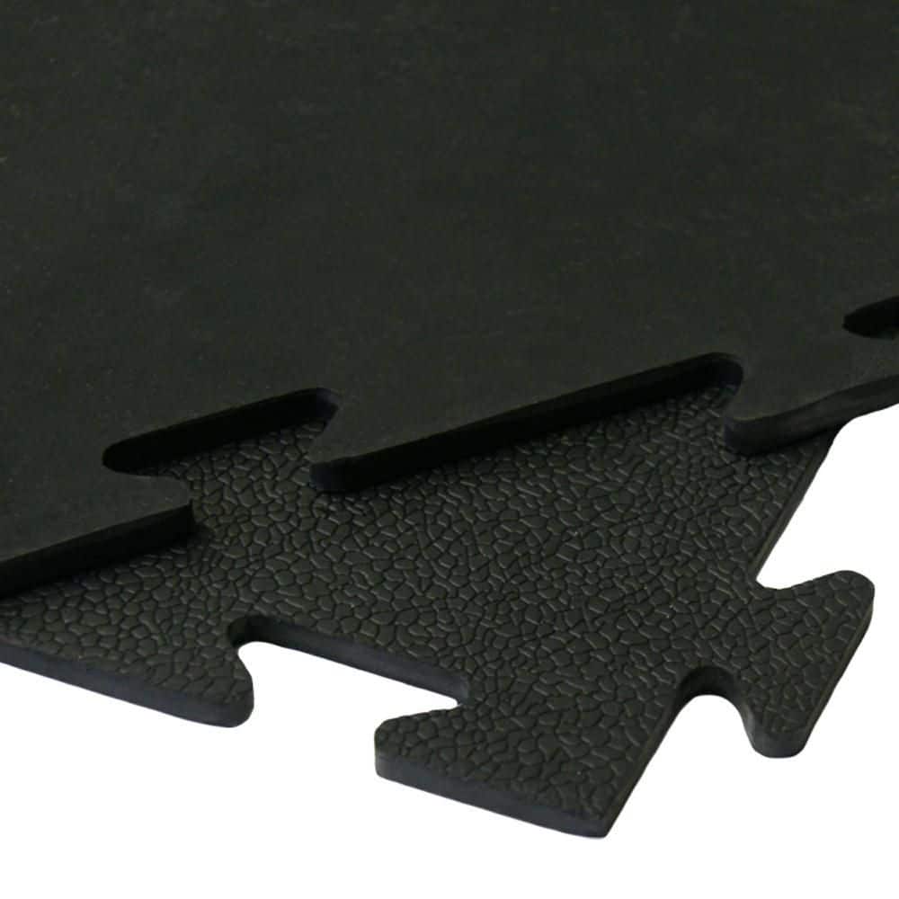 Rubber-Cal Armor-Lock (Fitness) 3/8 in. x 20 in. x 20 in. Black Interlocking Rubber Tiles (16-Pack, 44 sq. ft.)