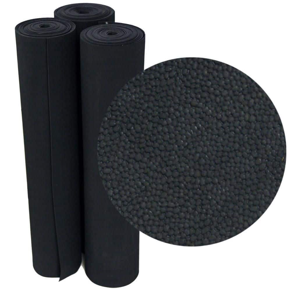 Rubber-Cal "Tuff-n-Lastic" Rubber Runner Mat, 1/8 in. T x 48 in. W x 9 ft. L, Rolled Rubber Flooring, Black