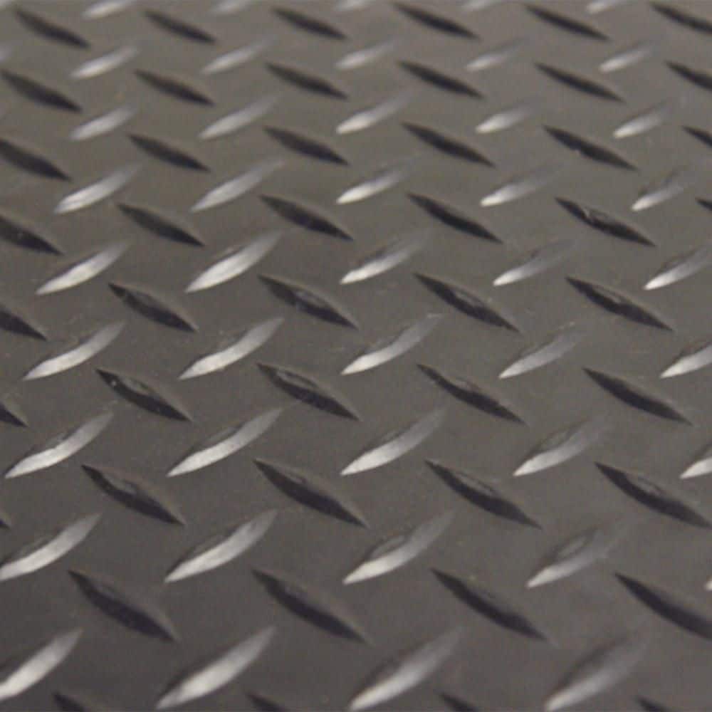 Rubber-Cal Diamond Plate 4 ft. x 4 ft. Black Rubber Flooring (16 sq. ft.)