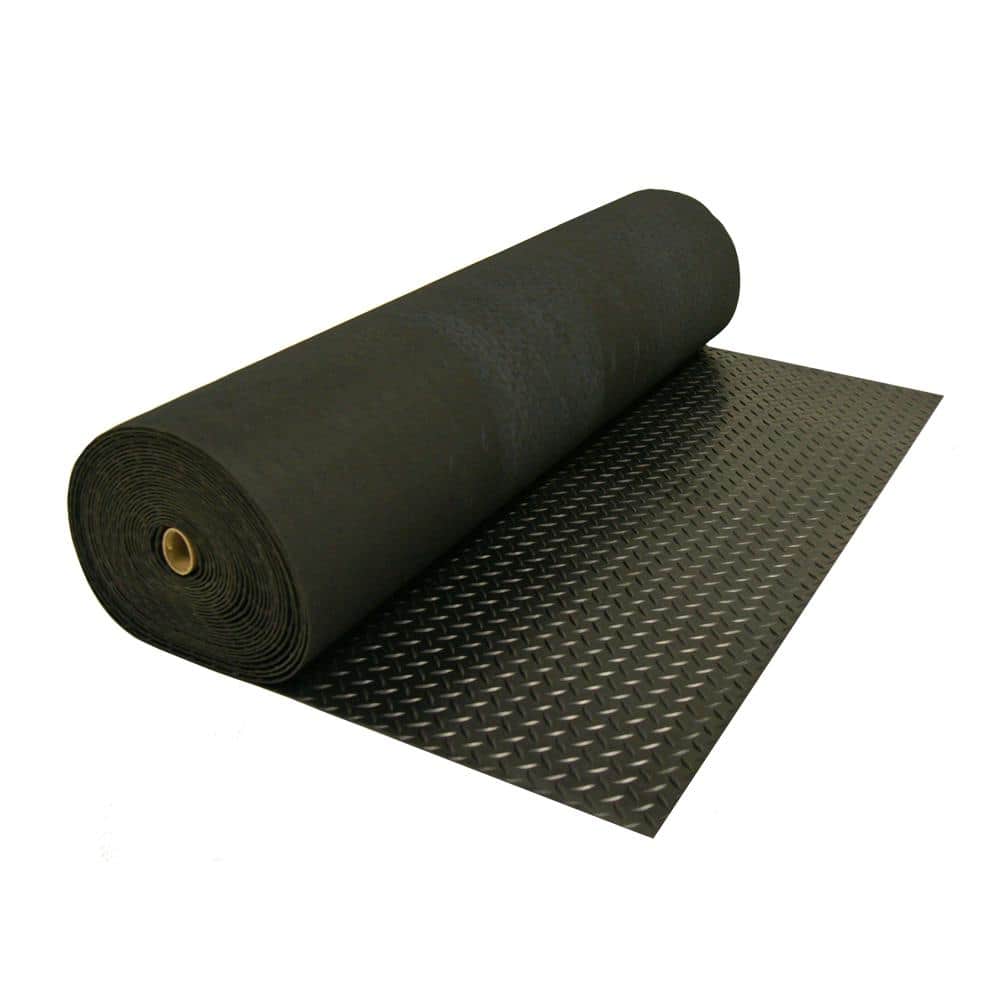 Rubber-Cal Diamond Plate 4 ft. x 4 ft. Black Rubber Flooring (16 sq. ft.)