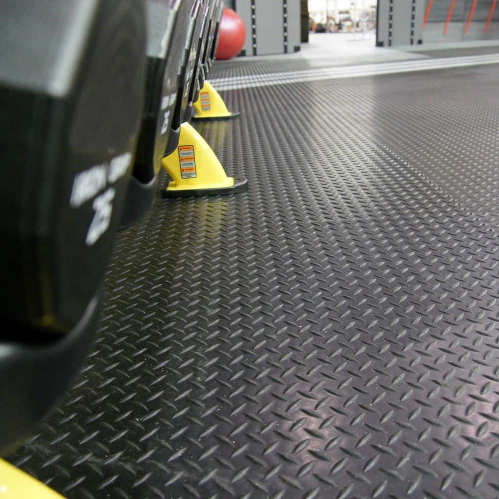 Rubber-Cal Diamond Plate 4 ft. x 5 ft. Black Rubber Flooring (20 sq. ft.)