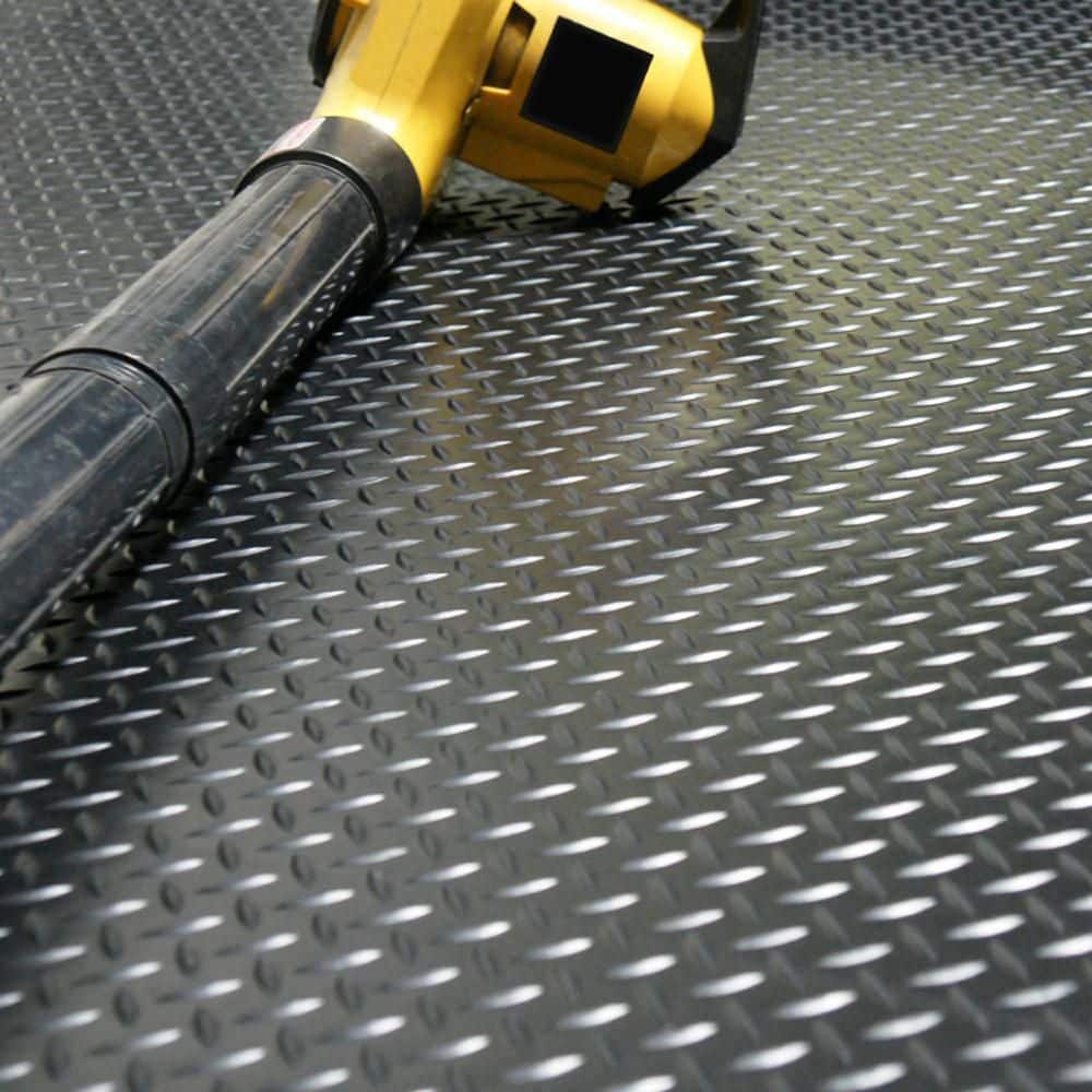 Rubber-Cal Diamond Plate 4 ft. x 7 ft. Black Rubber Flooring (28 sq. ft.)