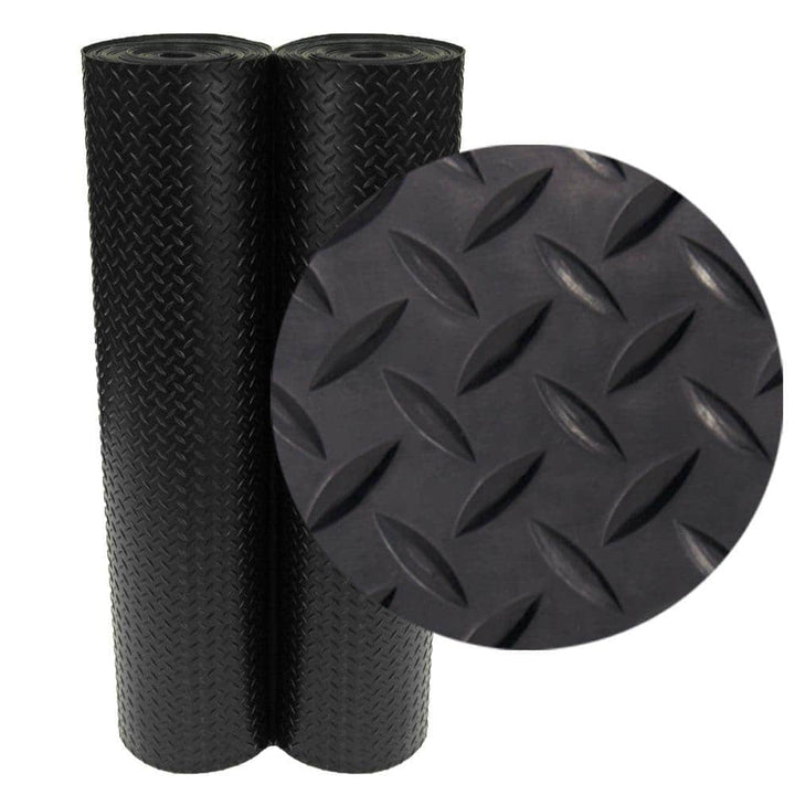Rubber-Cal Diamond Plate 4 ft. x 7 ft. Black Rubber Flooring (28 sq. ft.)