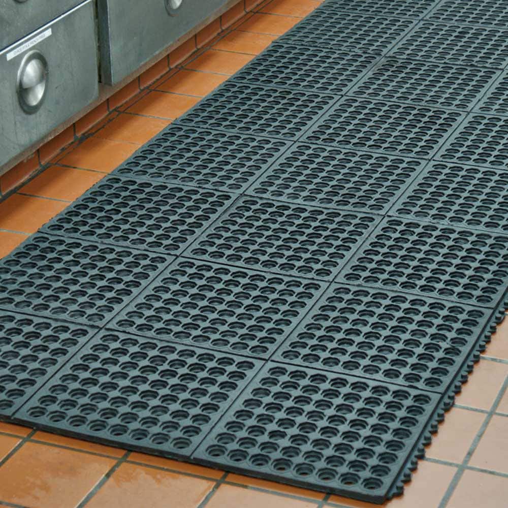 Rubber-Cal Dura-Chef Interlock Anti-Fatigue Mat – 5/8 in. x 3 ft. x 3 ft., Black Rubber