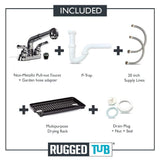 RUGGED TUB 24in x 22in Black Freestanding Utility Sink with Pullout Faucet
