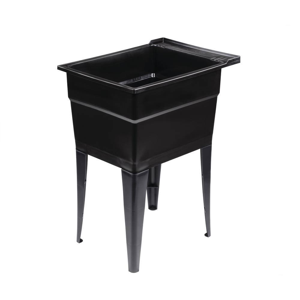 RUGGED TUB 18 in. x 24 in. Black Freestanding Utility Sink with Faucet